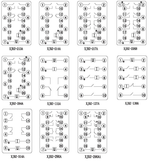 XJBZ-212防跳中間繼電器內部接線圖