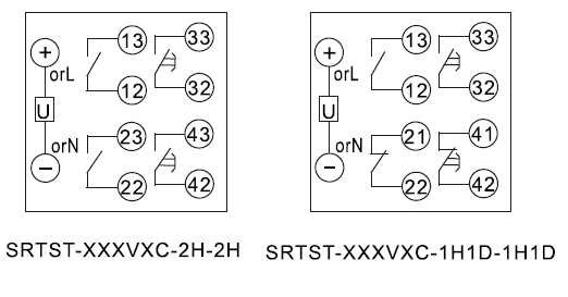 SRTST-220VAC-2H-2H-B內部接線圖