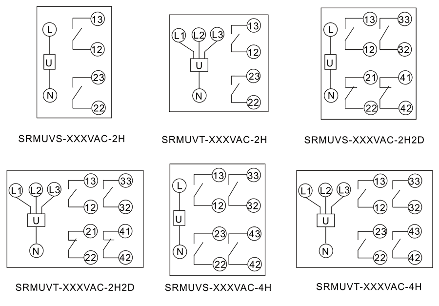 SRMUVS-110VAC-2H2D內部接線圖